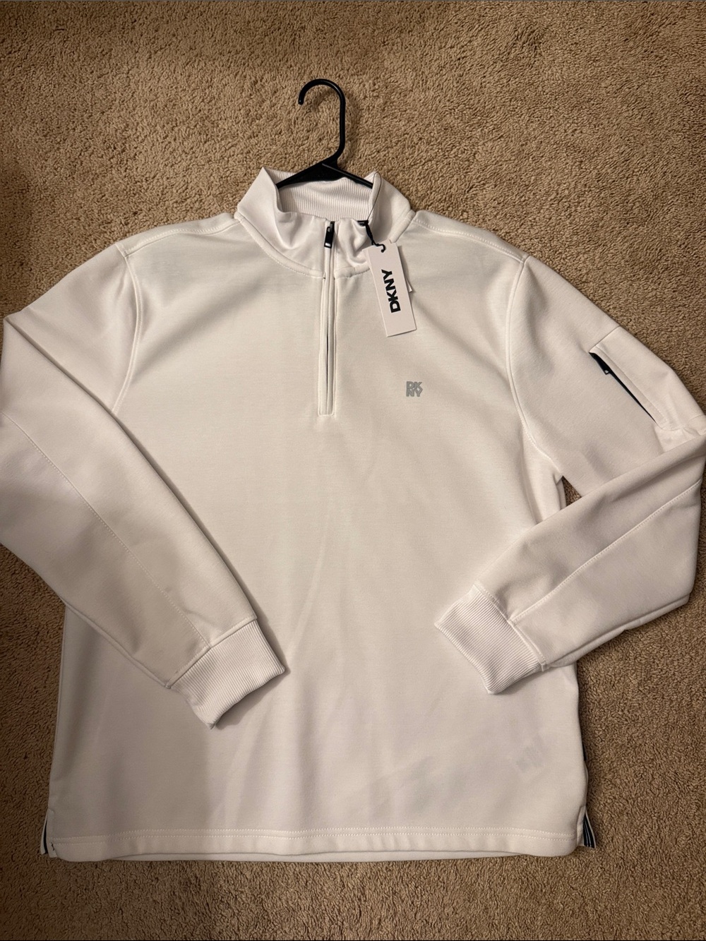 DKNY White Half-Zip Performance Pullover